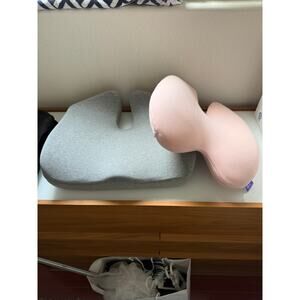 Cushion Lab Back Relief Lumbar Pillow and Pressure Relief Seat Cushion Pink Gray